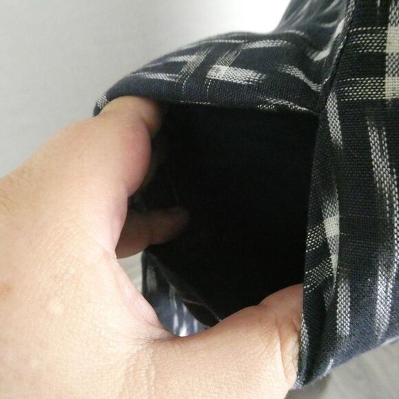 J. Crew Navy Faux Wrap Tie Sleeveless Mini Dress Cotton Linen Trim Ikat Size 2 - Picture 7 of 13